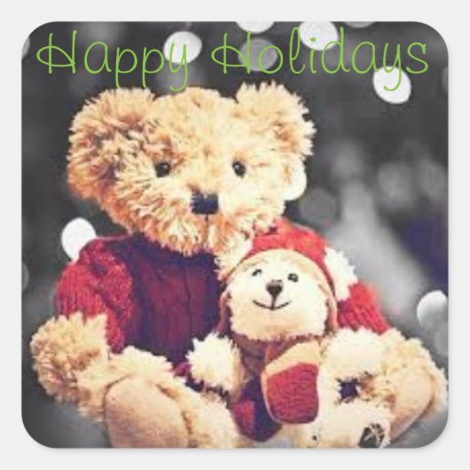 Carré Joyeuses vacances Teddy Bear Sticker (Devant)