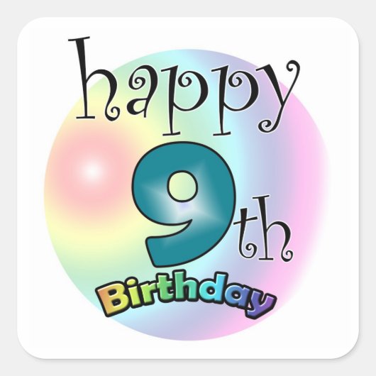Carré Joyeux 9 Anniversaire Vierkante Sticker (Devant)