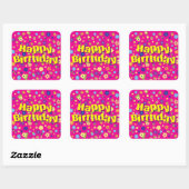 Carré Joyeux anniversaire en Sticker Flowers (Feuille)