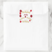 Carré Joyeux anniversaire Juillet Anniversaire Sticker (Sac)