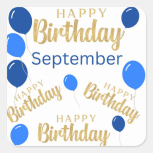 Carré Joyeux anniversaire Septembre anniversaire Sticker