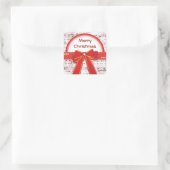 Carré Joyeux Noël rouge ruban notes Sticker (Sac)