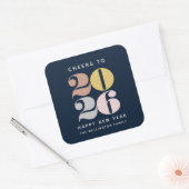 Carré Joyeux Sticker Bleu Cheer du Nouvel An (Enveloppe)