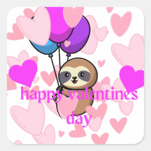 Carré joyeux valentines jour sloth sticker