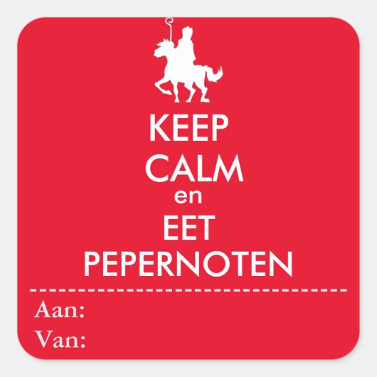 Carré Keep Calm et Eet Pepernoot Sticker (Devant)
