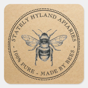 Carré Kraft Vintage Honey Étiquette