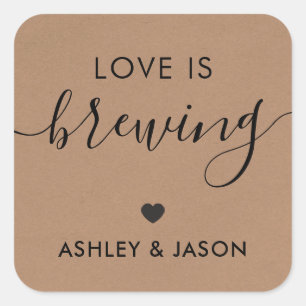 Carré L'amour brasse, Sticker café, Mariage, Kraft