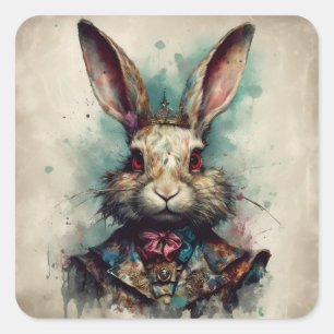 Carré Lapin dans un Sticker Couronne