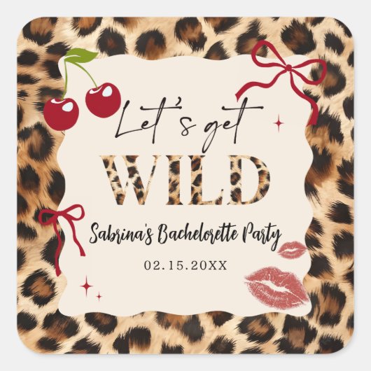 Carré Leopard Cheetah Bachelorette Party Sticker (Devant)