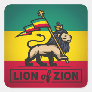 Carré Lion of Zion - Haile eux - Rastafari Sticker