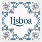 Carré Lisboa Azulejo Tile Sticker – Blue Portuguese Cera (Devant)