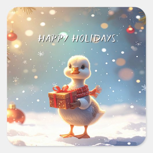 Carré Little Duck Christmas Holiday Sticker (Devant)