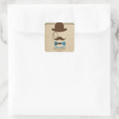 Carré Little Mister Mustache Baby shower faveurs sticker (Sac)