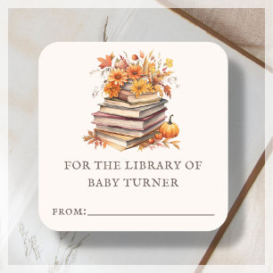 Carré Livres automne Sticker baby shower