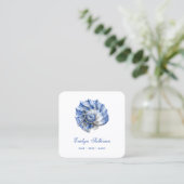 Carré Logo carte de visite de coquillage bleu (Debout devant)