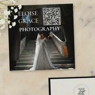 Carré Logo de photo éditoriale Code QR Carte de visite c