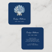 Carré Logo du coquillage bleu blanc carte de visite (Devant / Derrière)