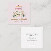 Carré logo floral pâtissier carte de visite (Devant / Derrière)