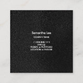 Carré Logo moderne en cuir noir QR Code Carte de visite (Dos)