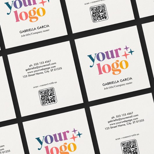 Carré Logo moderne QR Code Carte de visite de base
