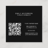 Carré Logo noir moderne Carte de visite QR (Dos)