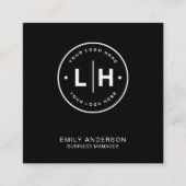 Carré Logo noir moderne Carte de visite QR (Devant)