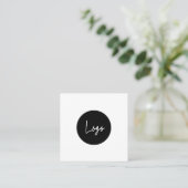 Carré Logo personnalisé simple carte de visite de code Q (Debout devant)