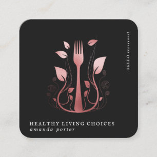 Carré Logo rose Gold Carte de visite de la nutrition