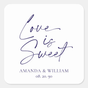 Carré Love is Sweet Mariage Sticker - White & Navy