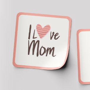 Carré Love Mom Heart Sticker - Mère's Day Cadeau
