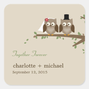 Carré Love Owls Favoriser Sticker