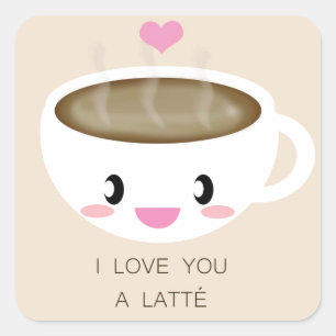 Carré Love You a Latté Sticker (Feuille de 20)