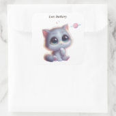 Carré Low Battery Cat Meme Sticker (Sac)