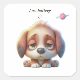 Carré Low Battery Dog Sticker