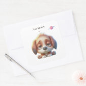 Carré Low Battery Dog Sticker (Enveloppe)