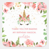 Carré lugubre licorne floral merci Sticker (Devant)