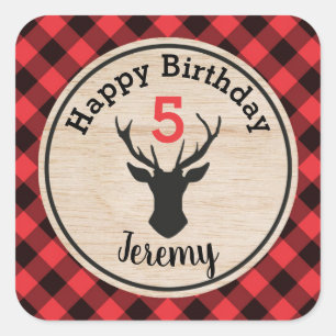 Carré Lumberjack Boy Anniversaire Fête Favoriser Sticker
