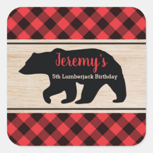 Carré Lumberjack Boy Anniversaire Fête Favoriser Sticker