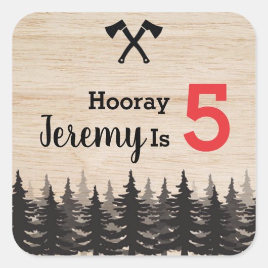 Carré Lumberjack Boy Anniversaire Fête Favoriser Sticker (Devant)