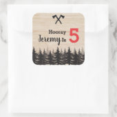 Carré Lumberjack Boy Anniversaire Fête Favoriser Sticker (Sac)