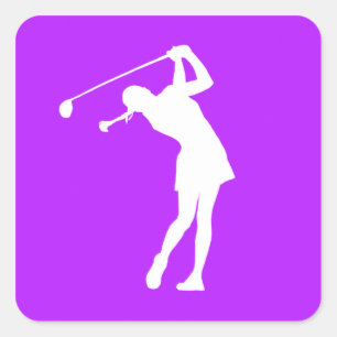 Carré Madame Golfer Silhouette Sticker Purple