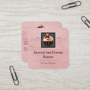 Carré Magasin de boulangerie Carte de visite rose