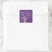 Carré Mariage floral violet et blanc Favoriser Sticker 2 (Sac)