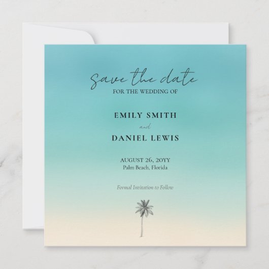 Carré Mariage Plage 🏝️ Enregistrer La Carte Date (Devant)