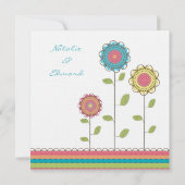 Carré Mariage Rainbow Tall Flowers Invitation (Dos)