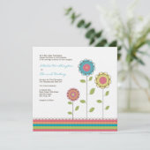 Carré Mariage Rainbow Tall Flowers Invitation (Debout devant)