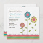 Carré Mariage Rainbow Tall Flowers Invitation (Devant / Derrière)