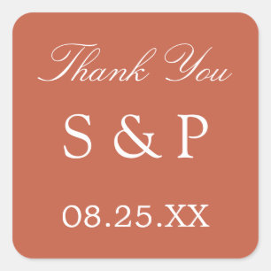 Carré Mariage Terracotta Favor Sticker Merci