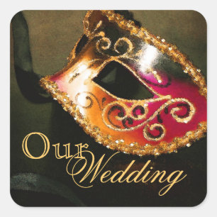 Carré Mascarade en or Notre Sticker Mariage
