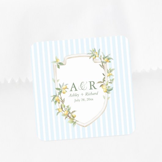 Carré Mediterranean Lemon Coastal Wedding Square Sticker